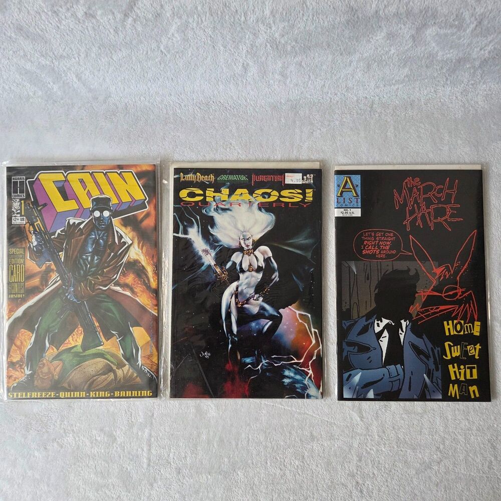 Cain #1, Chaos! Quarterly #1, March Hare #1 | 90s Indie Comic Lot VF/NM